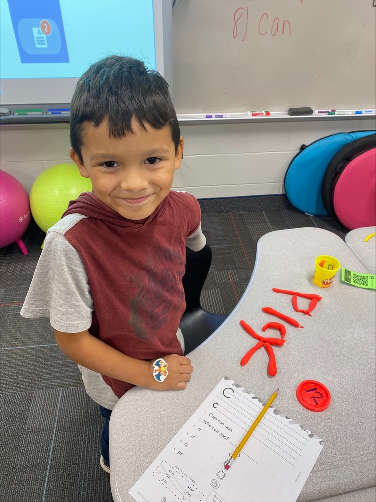 Spelling words with Play dough